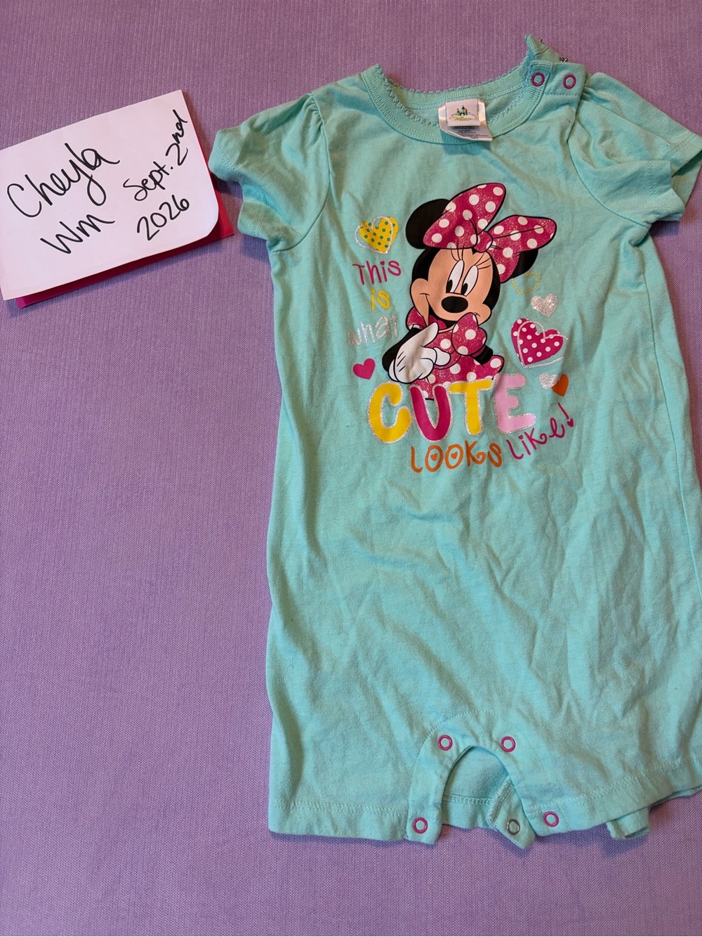 Girls Mint Minnie Mouse One-Piece Romper - Cute Look